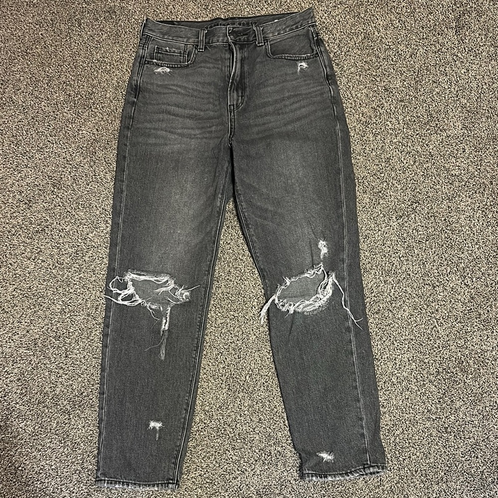 American Eagle Outfitters High Rise Gray Distressed Jeans